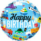 Happy Birthday Transportation Vehicles Foil Balloon