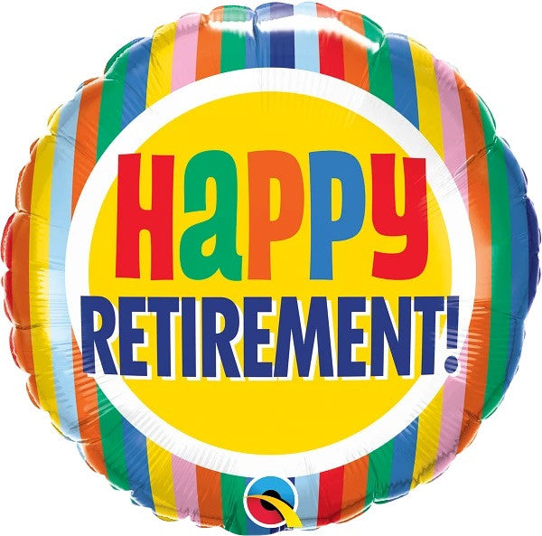 18" Happy Retirement Stripes Colorful Foil Balloon Party Decor