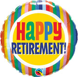 18" Happy Retirement Stripes Colorful Foil Balloon Party Decor