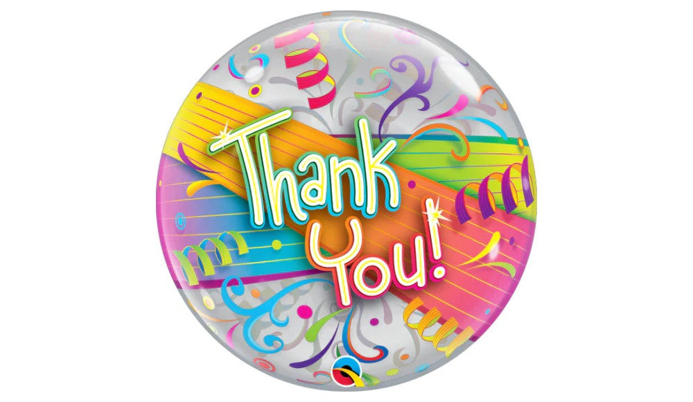 Stretchy Plastic Balloon Thank You With Streamers