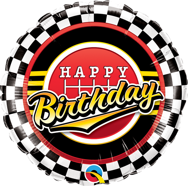 18" Checkered Happy Birthday Foil Balloon Party Decor
