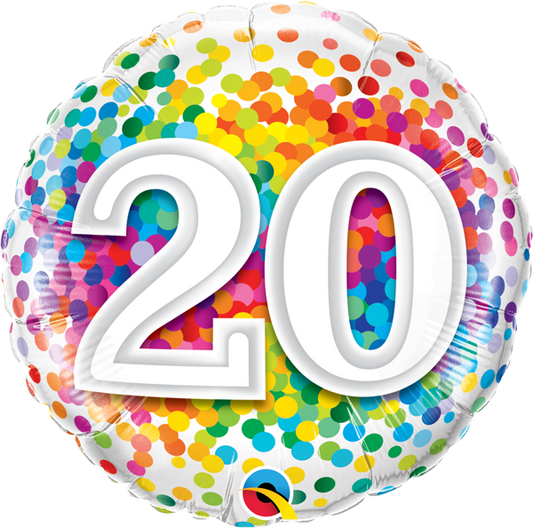 20 Birthday Balloon Rainbow Confetti