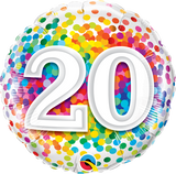 20 Birthday Balloon Rainbow Confetti