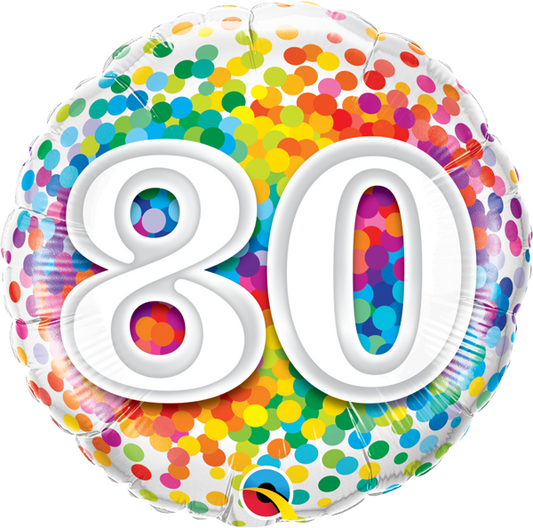 80 Birthday Balloon Rainbow Confetti