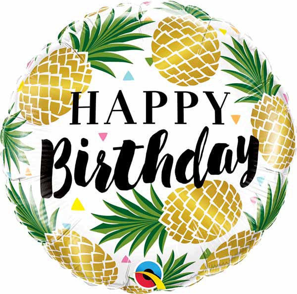 Happy Birthday Golden Pineapple Vibes Foil Balloon