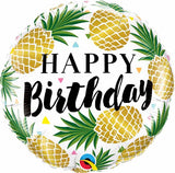 Happy Birthday Golden Pineapple Vibes Foil Balloon