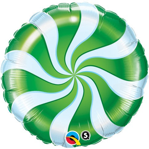 18" Green Candy Swirl Foil Balloon