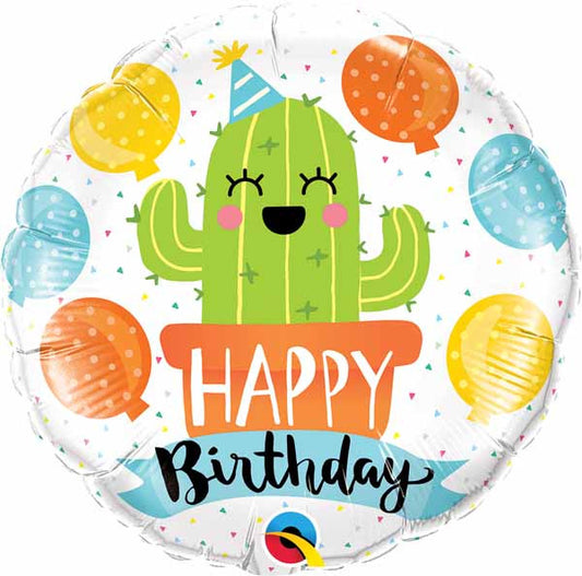 Happy Birthday Party Cactus Vibes Foil Balloon
