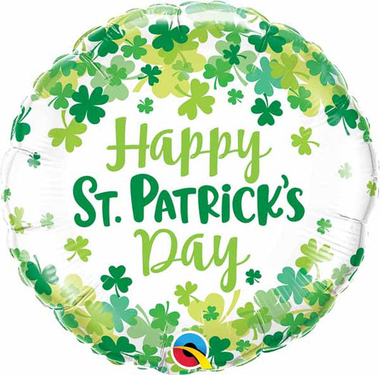 Anagram 18" Round Confetti Happy St. Patrick's Day Foil Balloon