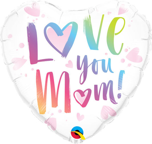 Qualatex 18" Love You Mom Heart Shaped Foil Balloon