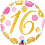 16th Birthday Pink & Gold  Round Balloon