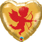 Qualatex 18" Cupid Valentine's Day Gold Red Heart Shaped Foil Balloon