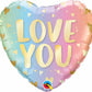 Qualatex 18" Love You  Ombre Pastel Heart Shaped Foil Balloon