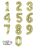 34" White Gold Number Balloons