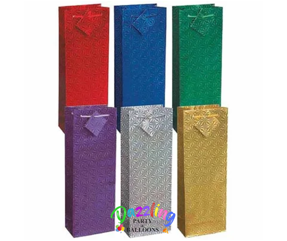 Holographic Wine Gift Bag Assorted Colours 1 Count