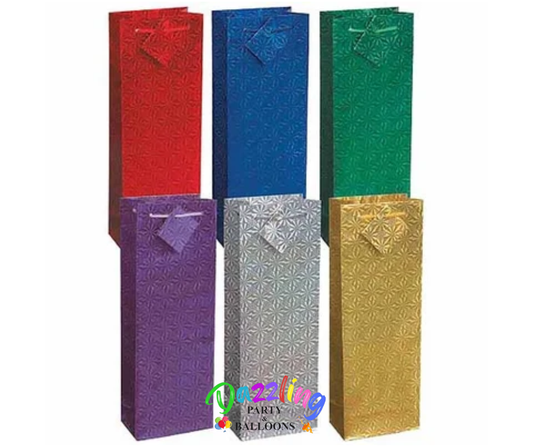 Holographic Wine Gift Bag Assorted Colours 1 Count