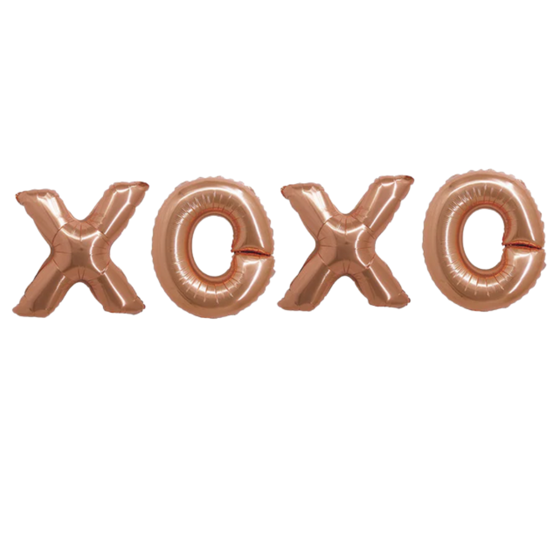 Rose Gold Air-Filled 16" x 40" XOXO Script Mylar Foil Balloon