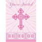 Pink Radiant Cross Invitations 8ct