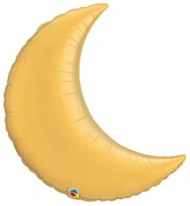 Gold crescent moon foil balloon for party decor.
