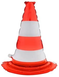 Traffic cone foil balloon for parties and events in Cornwall.