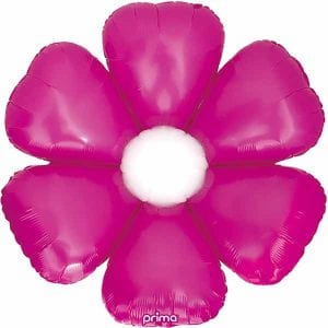 Pink flower-shaped foil balloon for celebrations and events.