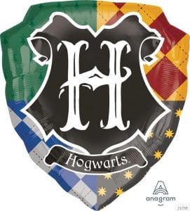 Hogwarts crest foil balloon with Harry Potter theme for party decorations.