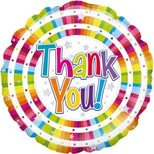 Bright Holographic Thank You Round Foil Balloon