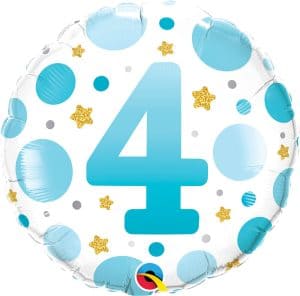 4th Birthday Blue & Gold  Round Balloon