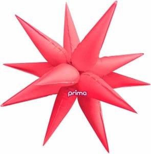 Electric coral 3D starburst foil balloon for celebrations and events.