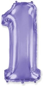 Large lilac foil number 1 balloon for celebrations and parties.