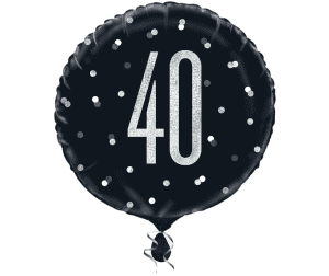 Black Silver Glitz Age 40 Birthday Balloon