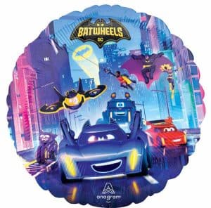 DC Batwheels themed foil balloon with Batmobile and characters.