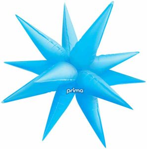 Electric blue 3D starburst foil balloon for celebrations and events.