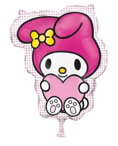 Colorful My Melody foil balloon with pink bow and heart, perfect for celebrations.