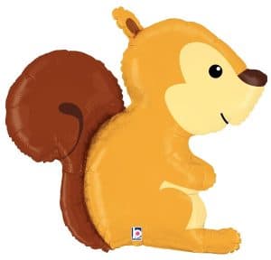 Cute squirrel foil balloon for party decor, perfect for woodland themed celebrations.
