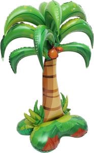 Colorful inflatable palm tree for tropical-themed events and parties.