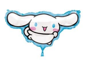 Cute Cinnamoroll shaped foil balloon with blue accents and a happy face.