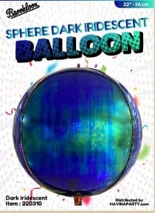 Dark iridescent sphere balloon for parties and events in Cornwall.