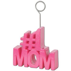 #1 mom pink balloon weight photo holder