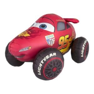 Lightning McQueen foil balloon with large wheels and racing decals.
