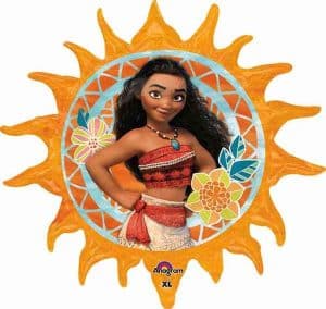 Moana 29-inch foil balloon with sun and floral design from Dazzling Balloons Cornwall.
