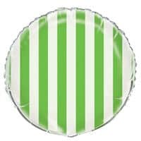 Lime Green Stripes Round Foil Balloon 18  Packaged"