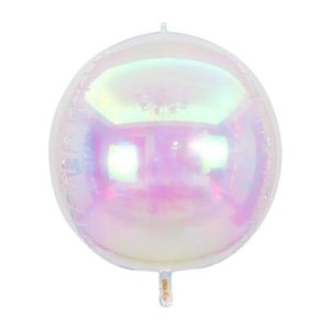 Iridescent 50-inch sphere balloon for celebrations and events.