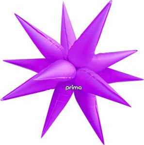 Electric purple 3D starburst foil balloon for celebrations and events.