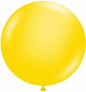 Bright yellow Tuftex 24-inch latex balloon for celebrations.