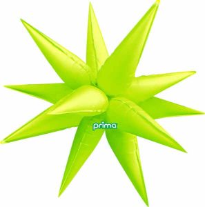 Bright yellow 3D starburst foil balloon for celebrations and events.