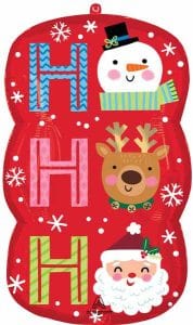 Festive Christmas balloon with snowman reindeer and Santa for holiday decor.
