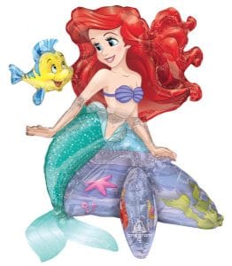 Ariel and fish foil balloons for mermaid-themed party decor.