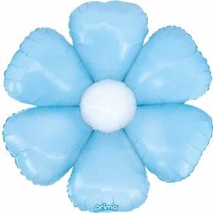 Blue flower-shaped foil balloon for celebrations and events.