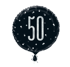 Black Silver Glitz Age 50 Birthday Balloon